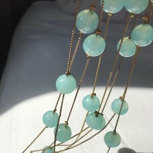 Vintage Aqua Chalcedony strand necklace 55inches !
